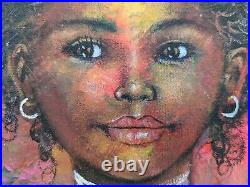 Stunning Haitian Art Painting By Popular Carel Blain Girl Portrait Ayiti 0810
