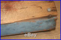 Super Old Blue Paint Country Folk Art Wooden Tool Carrier Inv#JA01