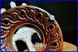 Superb Antique Carved Oak Picture Frame Arts & Crafts Nouveau Folk Art Guilloche