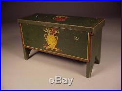 Superb Miniature Paint Decorated Blanket Box or Document Box or Chest Folk Art