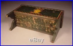 Superb Miniature Paint Decorated Blanket Box or Document Box or Chest Folk Art