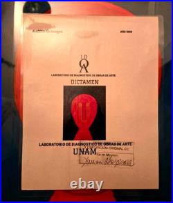 TAMAYO, Rufino. Original Gouache Painting Night Red Man Signed Moyseen COA