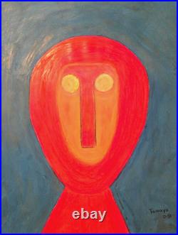 TAMAYO, Rufino. Original Gouache Painting Night Red Man Signed Moyseen COA