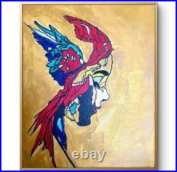 TITA PAINTZ Bird Woman Hand Painted Portrait Surreal Fantasy Art 8x10 Canvas