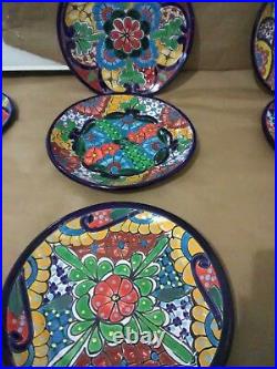 Talavera 24 Piece Dinnerware Settings, Hand painted from Mexico Folk Art
