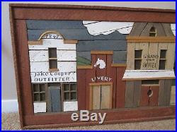 Theodore Degroot Old Town Picture Wooden Inlay Folk Art Signed Vintage Rare