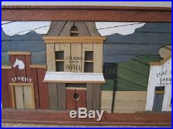 Theodore Degroot Old Town Picture Wooden Inlay Folk Art Signed Vintage Rare