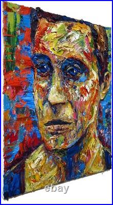 Thick Oil Painting? Realism Art? Signed Original Outsider? Male Man Portrait Ooak A
