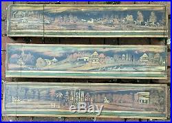 Three Antique Folk Art Stenciled and Painted Window Valences 19th Century