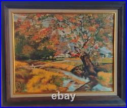 Tom Mind/Original Oil Painting/Signed/1962/Rural Scene/American Folk Art/Trees
