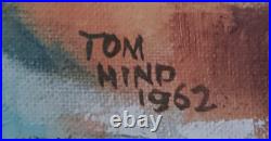 Tom Mind/Original Oil Painting/Signed/1962/Rural Scene/American Folk Art/Trees