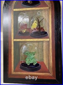 Trompe L'oeil Painting Original Wood Panel Chinoiserie Cabinet Items In Cloches