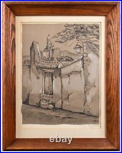 Two Mexican Mid Century Village Drawings, Signed, 1957