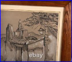 Two Mexican Mid Century Village Drawings, Signed, 1957