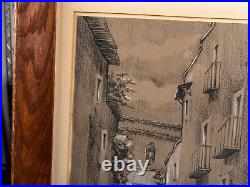 Two Mexican Mid Century Village Drawings, Signed, 1957