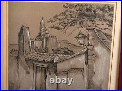 Two Mexican Mid Century Village Drawings, Signed, 1957