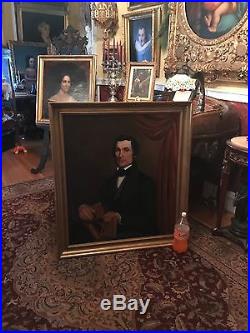 Two large folk Husband and Wife antique portrait oil Paintings