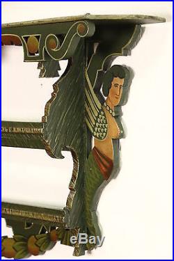 Tyrolean Austria Folk Art Carved & Painted Antique 1900's Mermaid Plate Rack