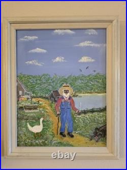 VTG 1993 Folk Art Painting African Americana Southern Scene Signed Dell Framed