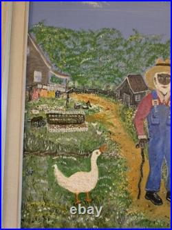 VTG 1993 Folk Art Painting African Americana Southern Scene Signed Dell Framed