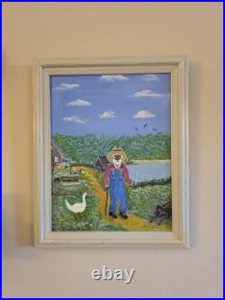 VTG 1993 Folk Art Painting African Americana Southern Scene Signed Dell Framed