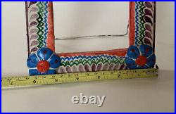 VTG MEXICAN FOLK ART POTTERY TREE OF LIFE CANDLE HOLDER LION And PICTURE FRAME