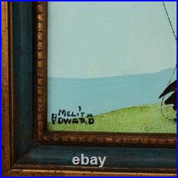 VTG Melita Howard Oil Painting Nuns at Play Hang Glider Folk Art Signed