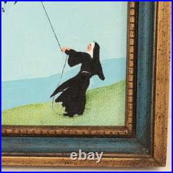 VTG Melita Howard Oil Painting Nuns at Play Hang Glider Folk Art Signed VTG Melita Howard Oil Painting Nuns at Play Hang Glider Folk Art Signed