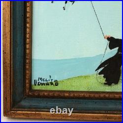 VTG Melita Howard Oil Painting Nuns at Play Hang Glider Folk Art Signed VTG Melita Howard Oil Painting Nuns at Play Hang Glider Folk Art Signed