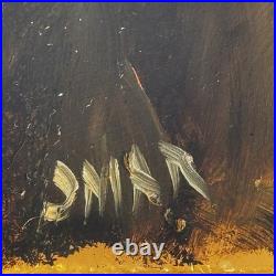 VTG Native American Indian Chief Painting Onyx Set Signed Southwestern Folk Art