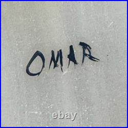 VTG Native American Indian Chief Painting Onyx Set Signed Southwestern Folk Art