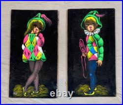 VTG Oil Painting On Velvet Jesters Mexican Folk Art MCM Fluorescent Signed RIGO VTG Oil Painting On Velvet Jesters Mexican Folk Art MCM Fluorescent Signed RIGO
