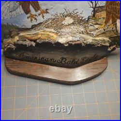 VTG Oil Painting Shelf Fungus Oyster Mushroom Folk Art American Bald Eagle