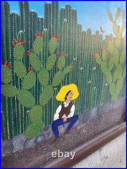 VTG Original Carlos Vital Aguirre Acrylic on Board Mexican Folk Art Painting