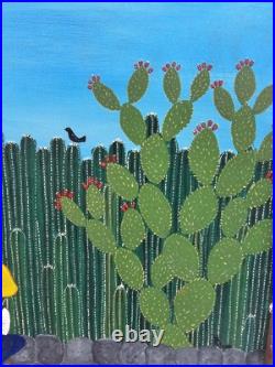 VTG Original Carlos Vital Aguirre Acrylic on Board Mexican Folk Art Painting