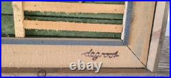 VTG Theodore Degroot Lathe Folk Art Farm Wood Mosaic 37x25 Signed Barn Rustic