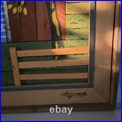 VTG Theodore Degroot Lathe Folk Art Farm Wood Mosaic 37x25 Signed Barn Rustic