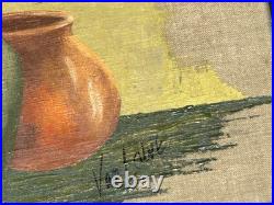 Van Lowe Signed Original Oil Painting-Southwest Folk Art Pottery Woman-MCM