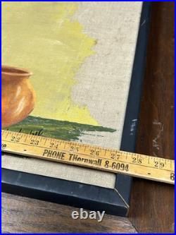 Van Lowe Signed Original Oil Painting-Southwest Folk Art Pottery Woman-MCM
