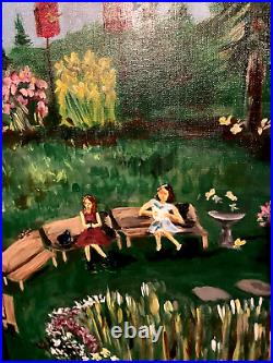 Very Large Original Oil Painting Folk Art Americana Sgnd Frmd