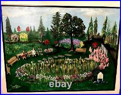 Very Large Original Oil Painting Folk Art Americana Sgnd Frmd