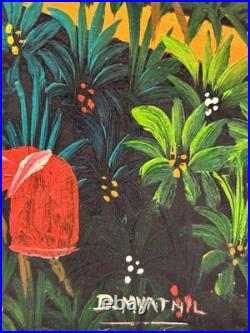 Vibrant Haitian Village Original Signed Painting, Cultural Fine Art Decor Gifts