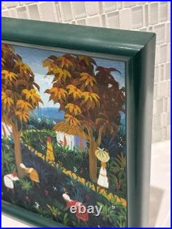 Vibrant Haitian Village Original Signed Painting, Cultural Fine Art Decor Gifts
