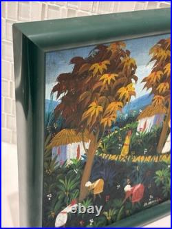 Vibrant Haitian Village Original Signed Painting, Cultural Fine Art Decor Gifts