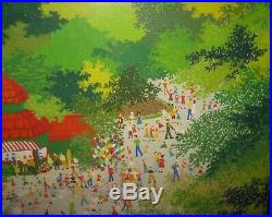 Vintage 1966 Joan Kearns'LINCOLN PARK ZOO' Chicago FOLK ART Naive Oil Painting