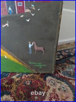 Vintage 1967 Original Folk Art Painting The Busy Life by C. A. Brown