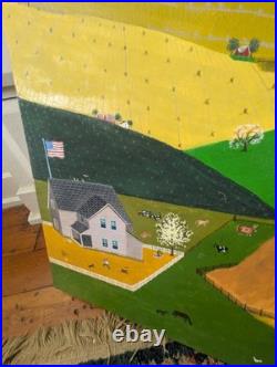 Vintage 1967 Original Folk Art Painting The Busy Life by C. A. Brown