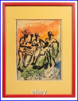 Vintage 1969 Haiti Voodoo Watercolor, Signed MOMO HAITI'69