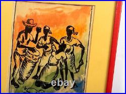 Vintage 1969 Haiti Voodoo Watercolor, Signed MOMO HAITI'69