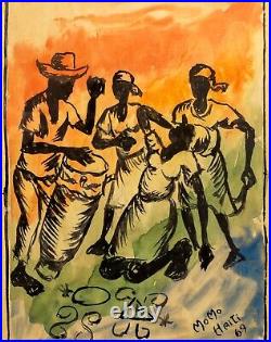 Vintage 1969 Haiti Voodoo Watercolor, Signed MOMO HAITI'69